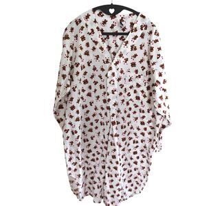 Vintage Austin Manor Cotton L Teddy Bear Love Valentine's Day Shirt Dress Pajama